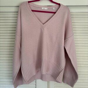A.L.C. Light Pink V-Neck Wool Long Sleeved Sweater